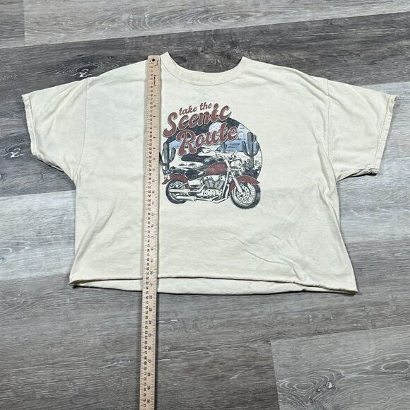 Fifth Sun MOTO Scenic Route Cropped Graphic Tee Shirt Womens Sz XL - Picture 8 of 14